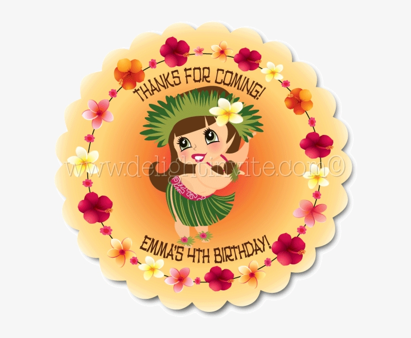 Hawaiian Hula Girl Birthday Favor Tag - Artificial Flower, transparent png download