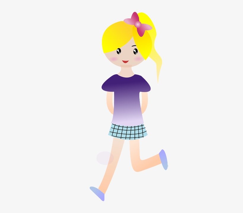 Girl, Ponytail, Running, Walking, Happy, Teen, Gal - Desenho Menina Rabo De Cavalo, transparent png download