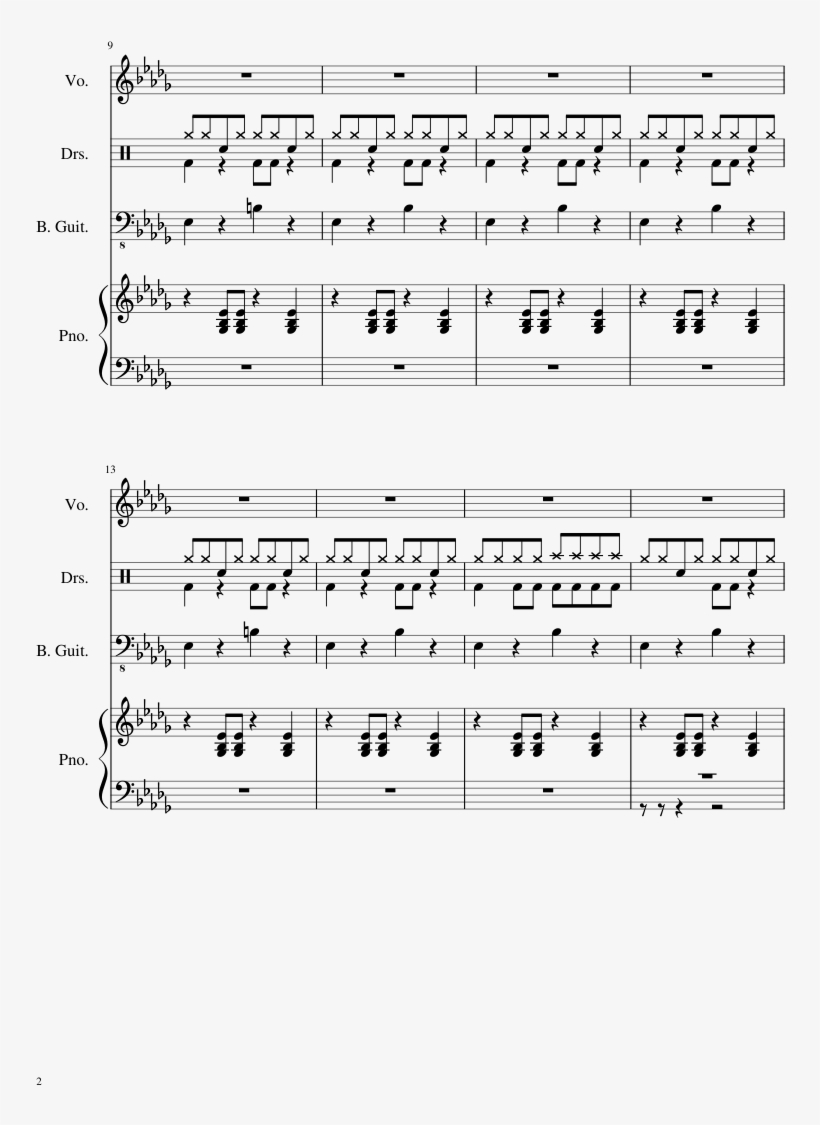 Gorillaz Sheet Music 2 Of 16 Pages - Piano, transparent png download