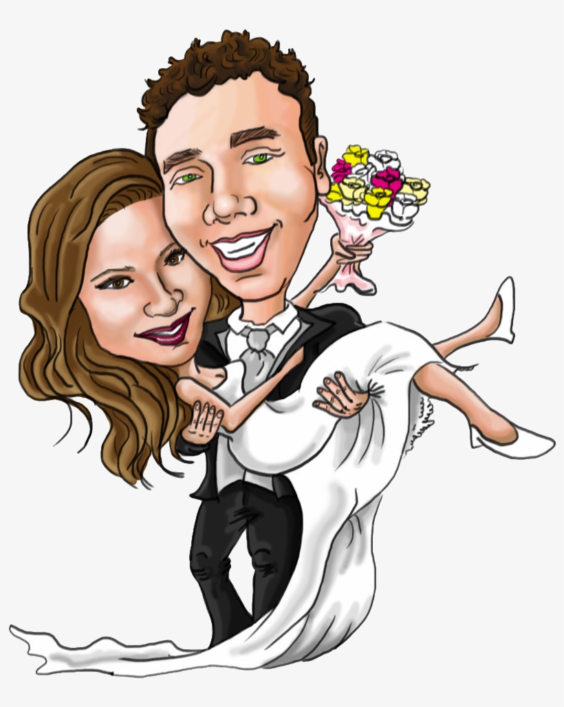 De Novia Y Novio, El Ramo, Peinado O Accesorios Que - Wedding Caricature Png, transparent png download