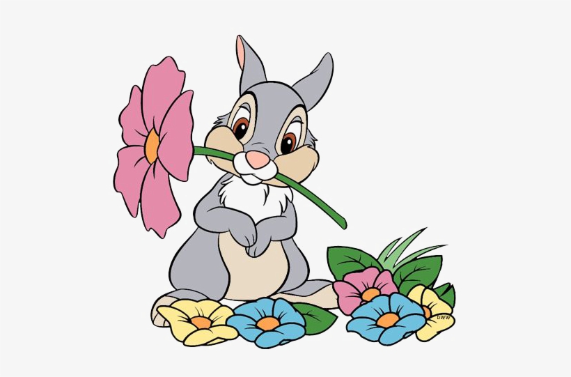 Thumper Png Image - Disney Characters With Flowers, transparent png download