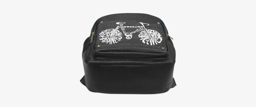 Sale Bike Made From Words Print Leather Backpack In - Backpack, transparent png download