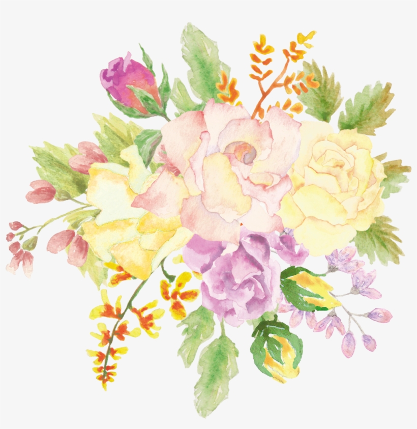 Flowers Flower Watercolor Watercolour Bouquet Ftesticke - Hybrid Tea Rose, transparent png download