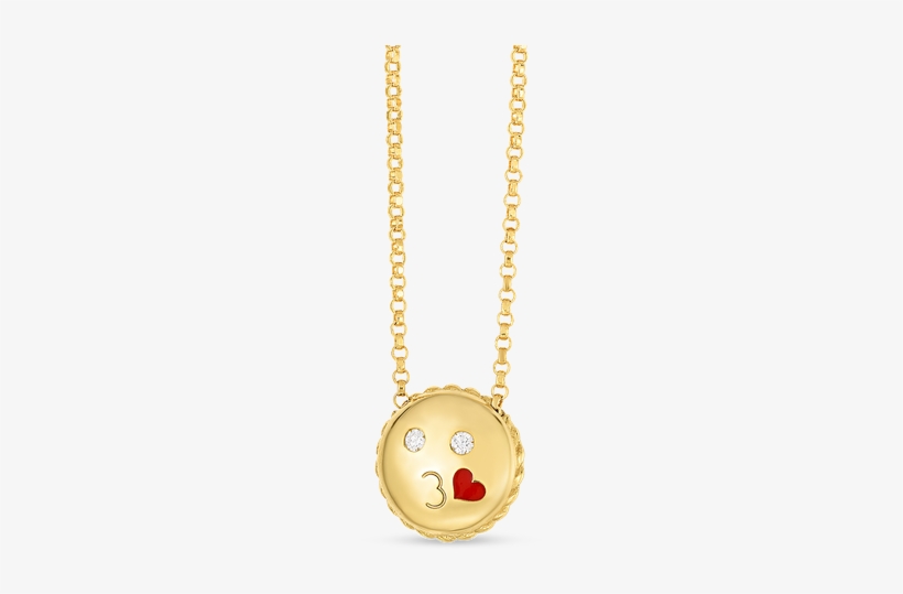 Roberto Coin Kiss Emoji Pendant With Diamonds - Locket, transparent png download