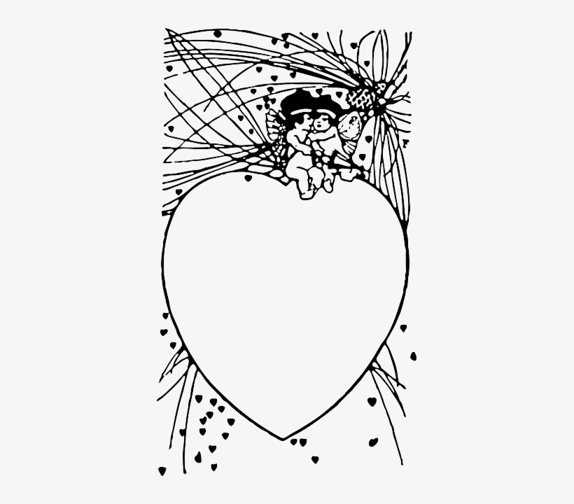 Outline, Frame, Cartoon, Heart, Free, Babies, Cupid - Frames Clip Art, transparent png download