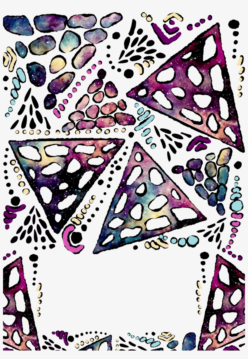Hand Drawn Geometric Triangle Frame Background Png - Watercolor Painting, transparent png download