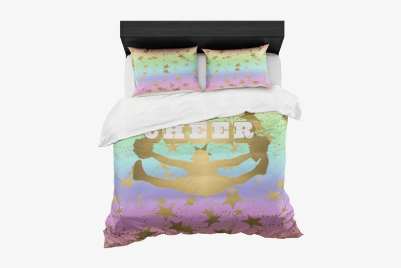 Cheer Silhouette With Stars In Gold And Rainbow Gradient - Duvet Cover, transparent png download