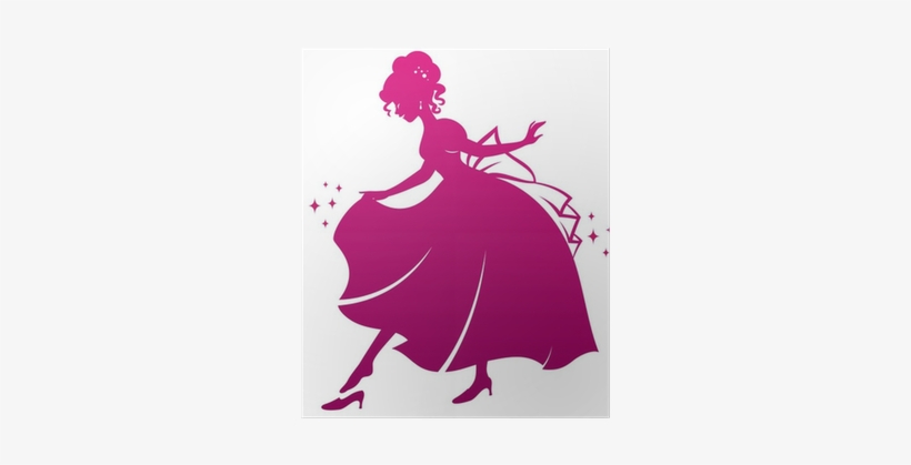 Silhouette Of Cinderella Wearing Her Glass Slipper - Black And White Clip Art Cinderella, transparent png download