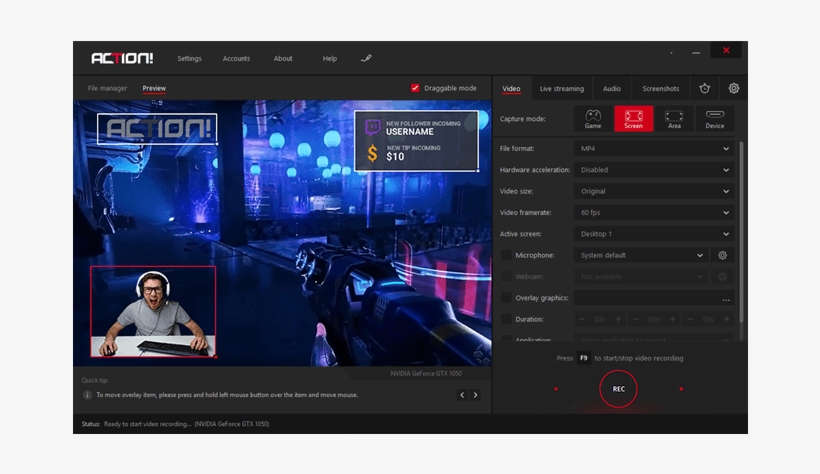 Mirillis Action Full, transparent png download