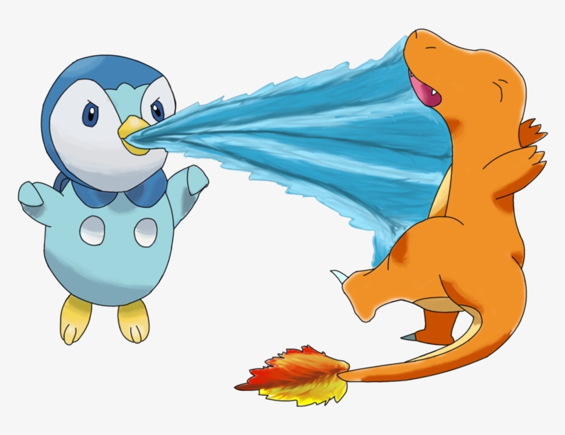 Piplup Vs Charmander By Arkdrawings On Deviantart Picture - Charmander, transparent png download