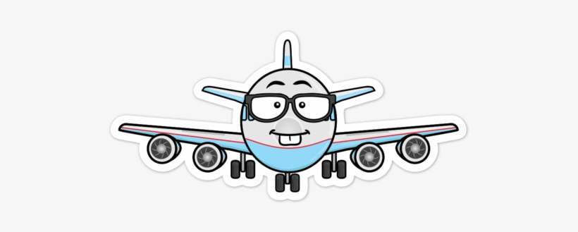 Airplane With Eyeglasses Emoji By Vector Toons - Aircraft Question, transparent png download