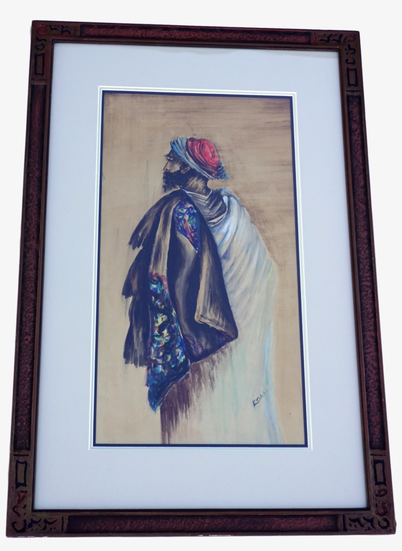 Original Watercolor Portrait Of Middle Eastern Male-signed - Picture Frame, transparent png download