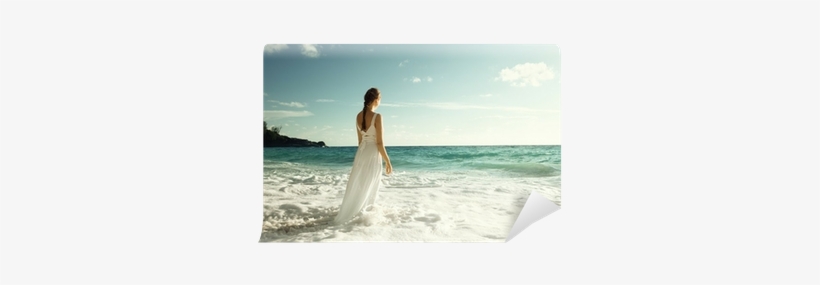 Young Woman Standing In Sea Waves Wall Mural • Pixers® - Wind Wave, transparent png download