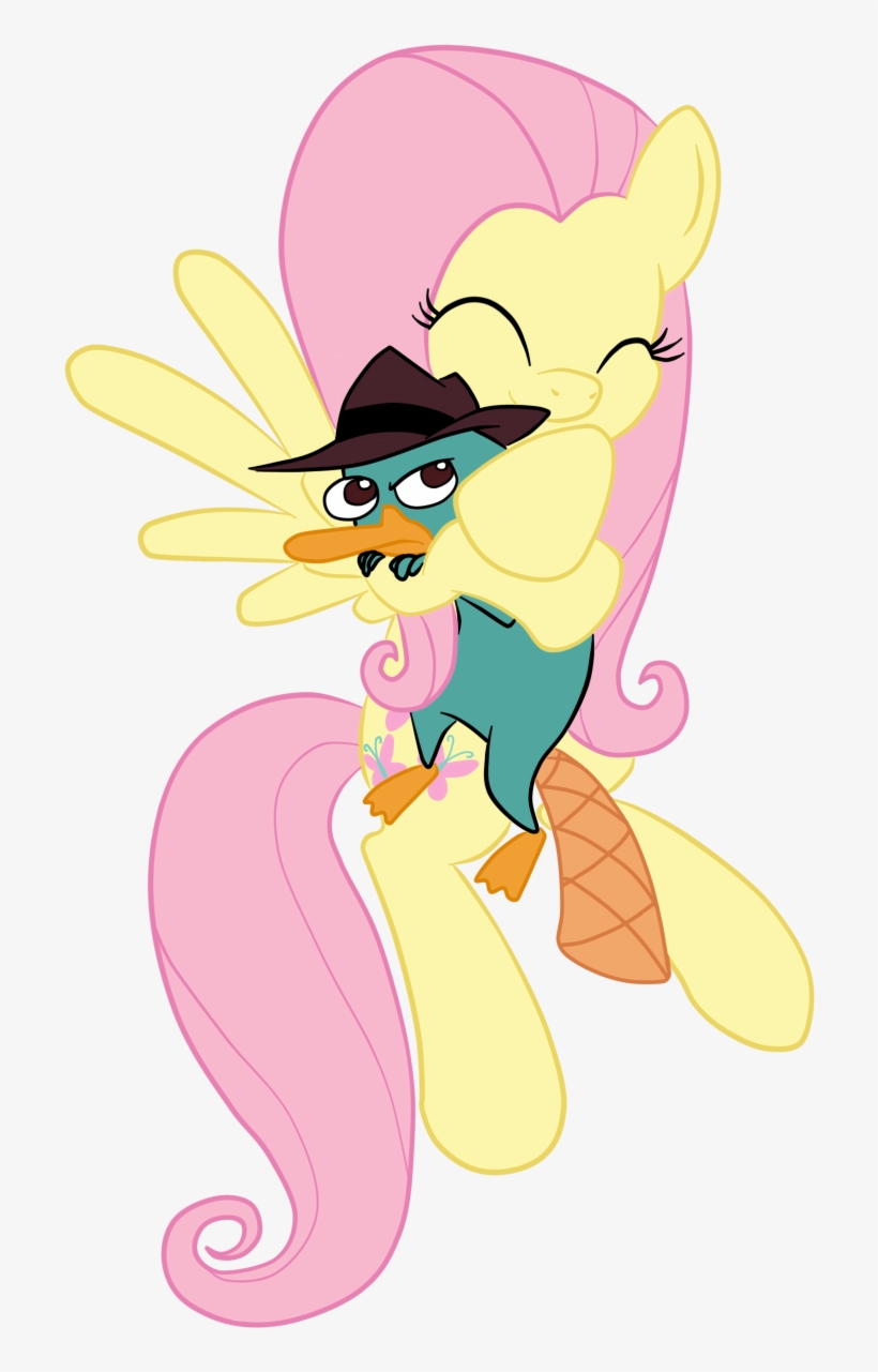 Sugumi-gumi, Crossover, Cute, Fluttershy, Hug, Perry - Phineas And Ferb Cute, transparent png download