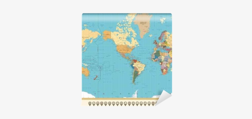 World Map America Centered And Map Pointers - World Map American View, transparent png download