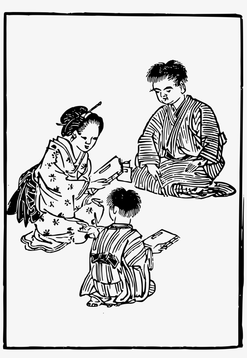 Japanese Clipart Black And White - Japanese Family Clipart Black And White, transparent png download