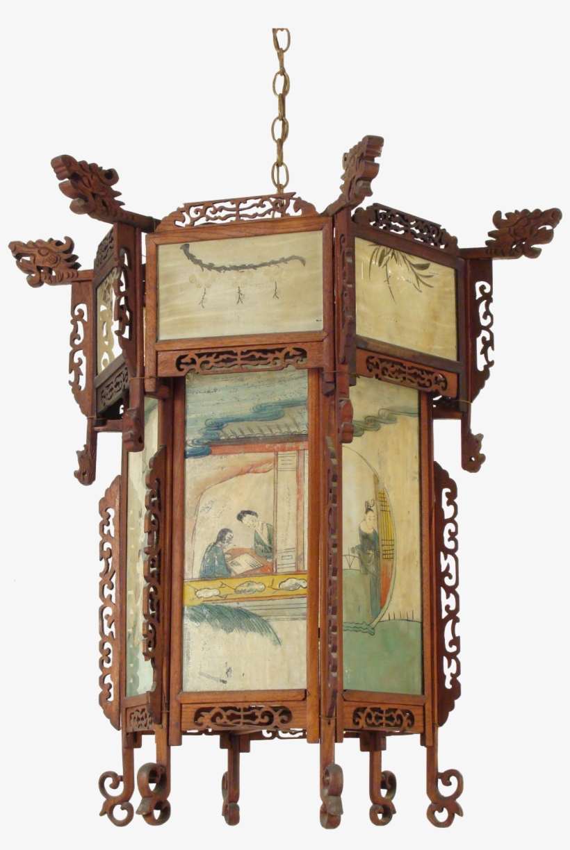 Chinese Lantern With Eglomise Glass Panels - Lantern, transparent png download