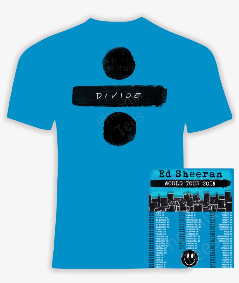 Ed Sheeran Australia And Europe World Tour 2018 T Shirt - Ed Sheeran Tour Merch 2018, transparent png download