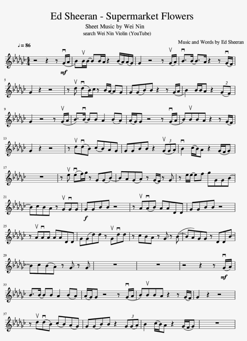 Wei Nin Violin Studio - Erase Hyorin Piano Sheet, transparent png download