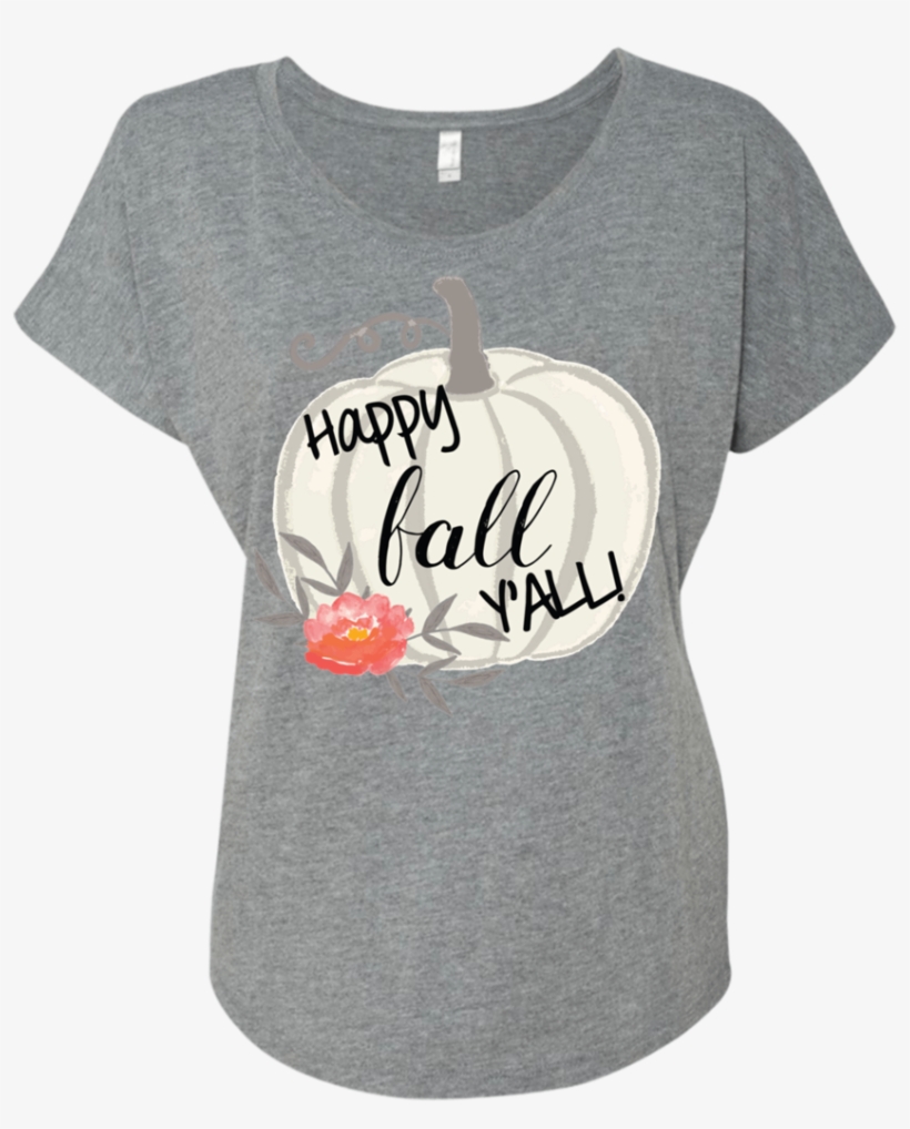 Happy Fall Y'all Watercolor Pumpkin Flowy Dolman Sleeve - Shirt, transparent png download