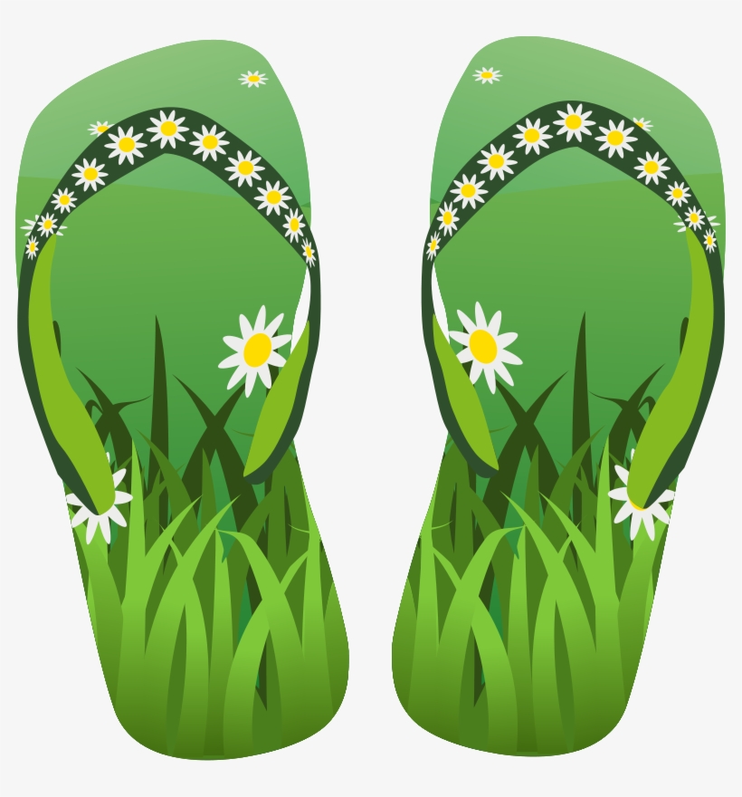 Sun Hot Weather Beach And Bbq Graphics - Green Flip Flops Clip Art, transparent png download