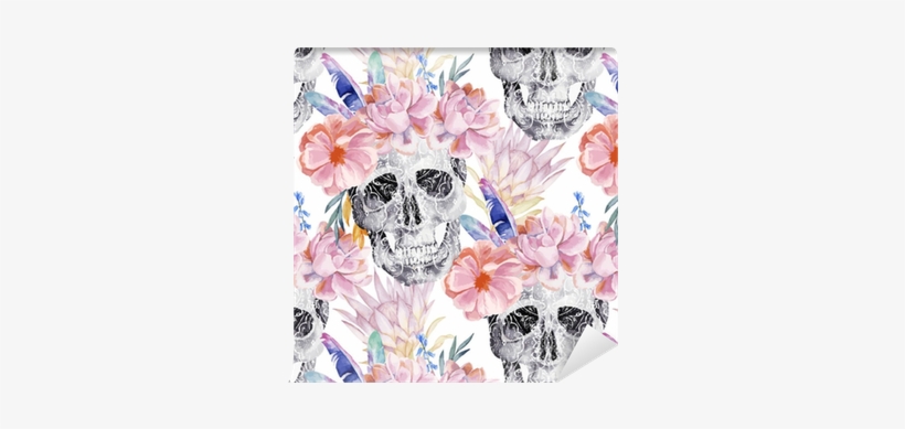 Watercolor Seamless Pattern With Skull, Peony, Protea - Satans Schwester-sammlung Mauspad, transparent png download