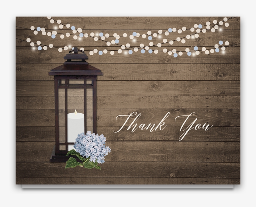 Rustic Metal Lantern Folded Wedding Thank You Cards - Lantern, transparent png download
