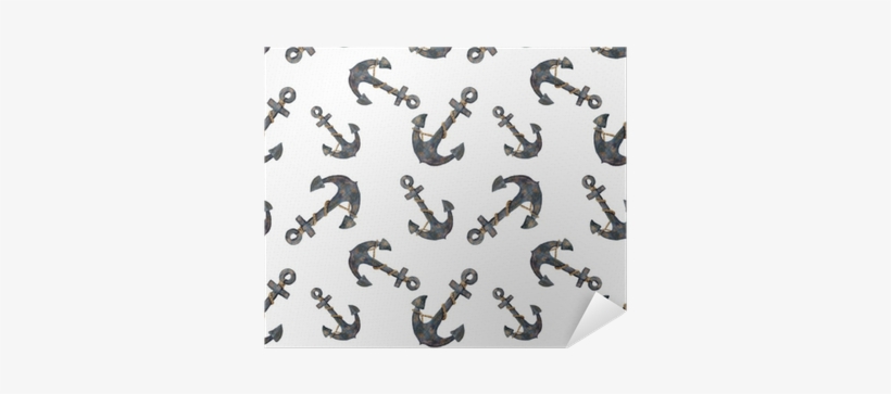 Watercolor Seamless Pattern With Anchors - Watercolor Painting, transparent png download
