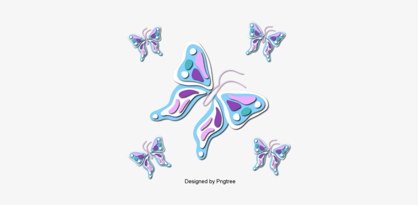 Beautiful Cartoon Lovely Hand-painted Colorful Butterfly - Portable Network Graphics, transparent png download