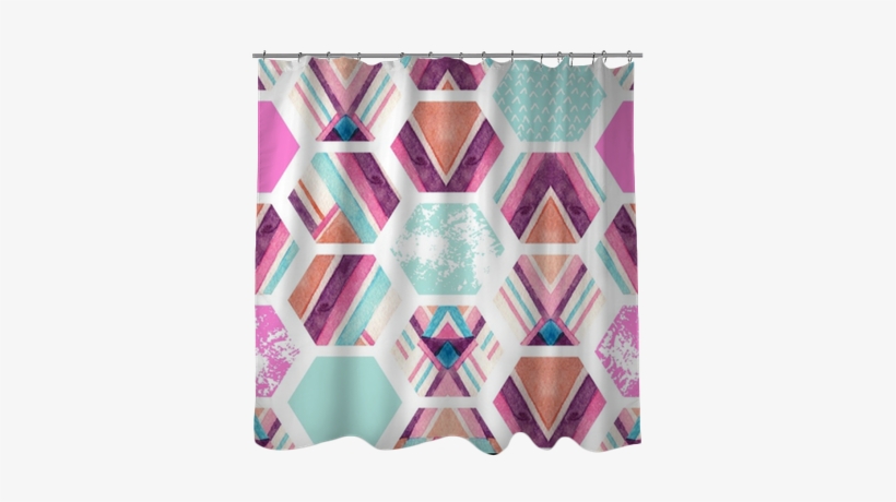 Watercolor Hexagon Seamless Pattern With Geometric - Curtain, transparent png download