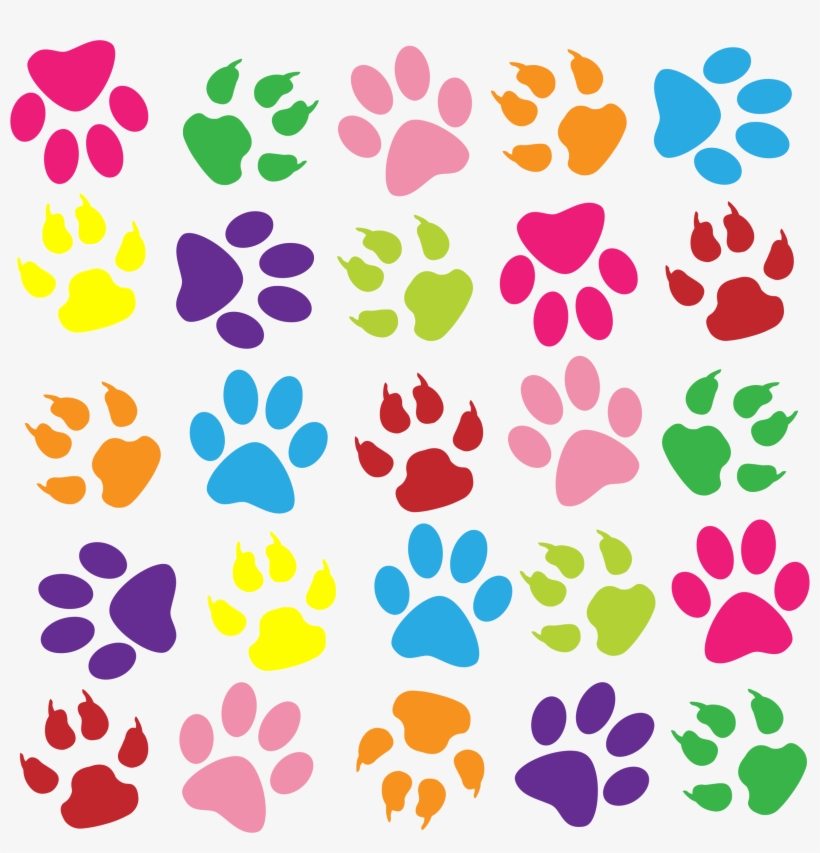 Clipart Colorful Paw Prints - Paw Prints Throw Blanket, transparent png download