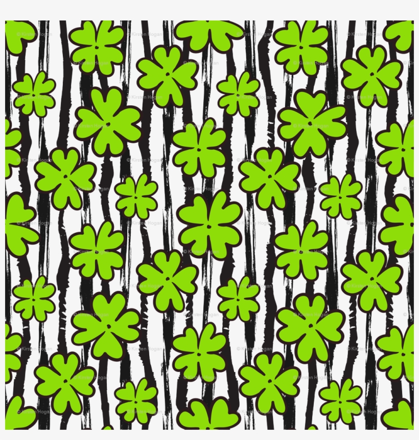 Saint Patricks Day Cute Four Leaf Clover And Stripes - Floral Design, transparent png download