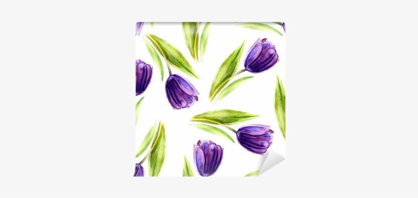 Watercolor Purple Tulip Flower, Seamless Pattern, Hand - Drawing, transparent png download