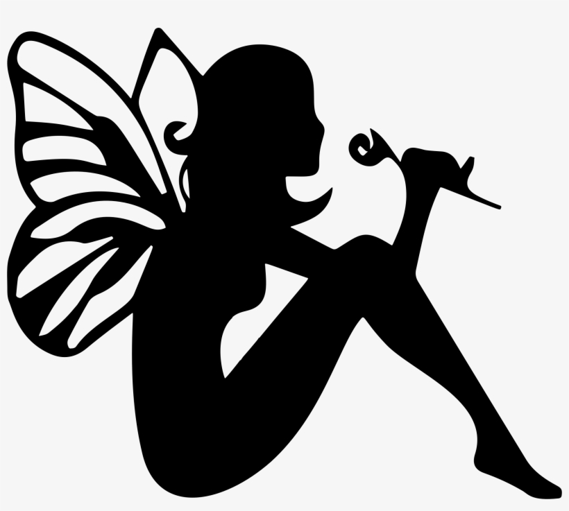 Fairy Smelling Flower Silhouette Icons Png - Fairy Clipart, transparent png download