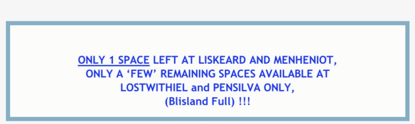 Only 1 Space Left At Liskeard And Menheniot, Only A - Boot Doc, transparent png download