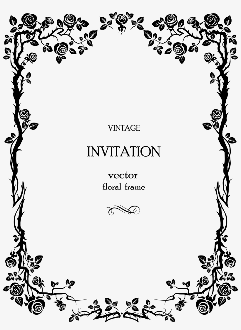 Clip Art Library Stock Flower Rose Clip Art American - Vintage Invitation Vector Floral Frame, transparent png download