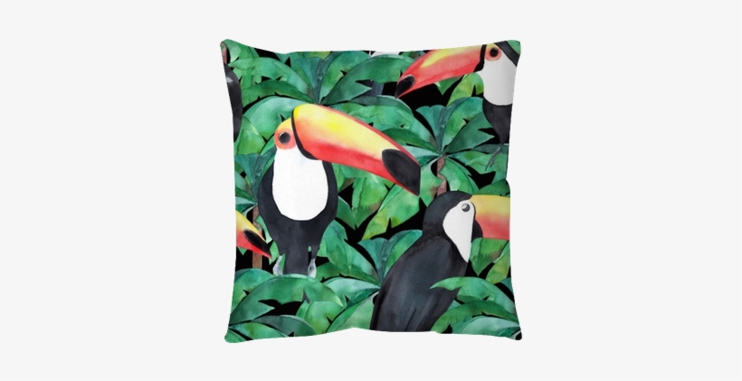 Watercolor Seamless Pattern With Tropical Birds - Mural Tropical Birds, transparent png download