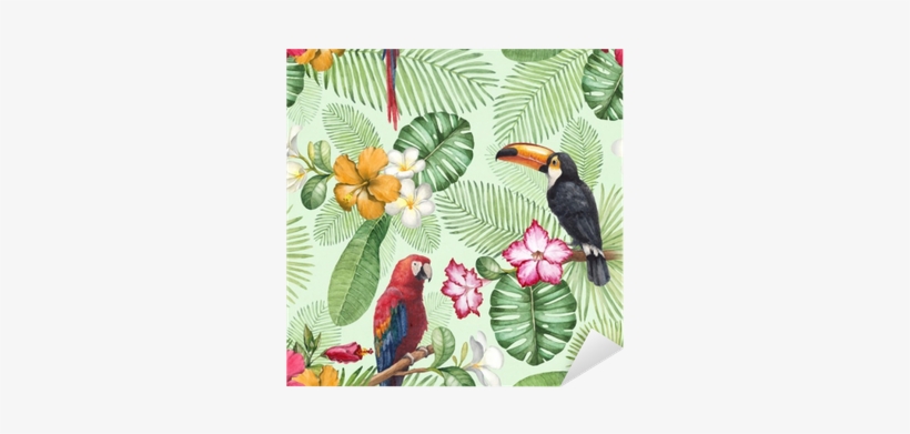 Watercolor Toucan And Parrot - Cheap Throw Pillow Pillowcase Western Pastorale Country, transparent png download
