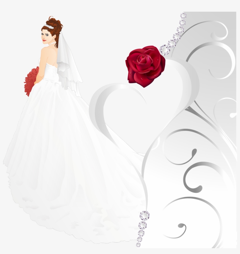 Newly Wed Bride Free Vector Download - Wedding Dress, transparent png download