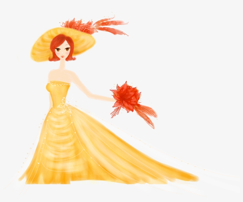 Hand Drawn Cartoon Bride Decoration Png - Drawing, transparent png download