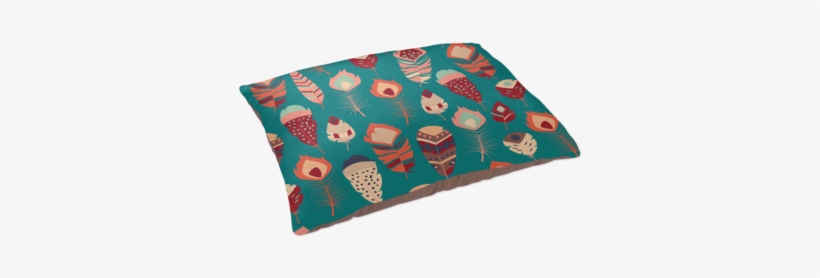 Bohemian Feather Print Dog Bed In Green - Dog, transparent png download