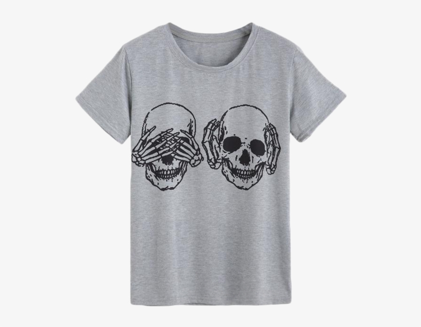 No Evil Skull Tee - Skull Print Drop Shoulder Sweatshirt, transparent png download