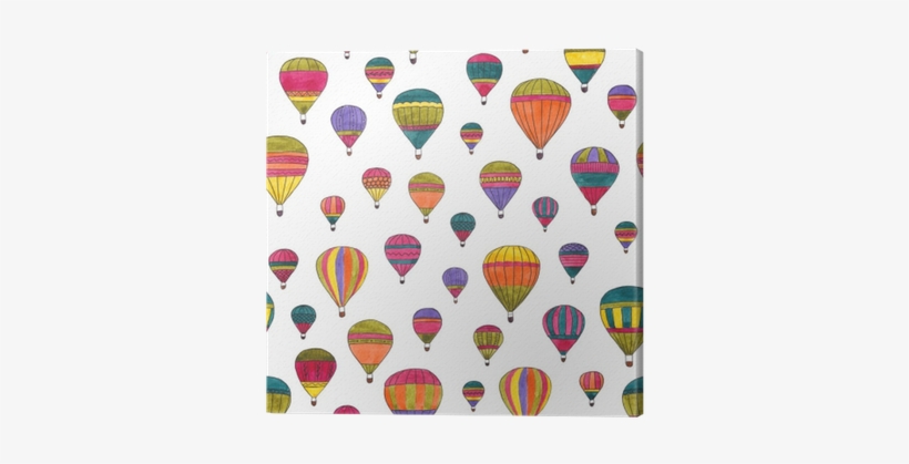 Hot Air Balloons Watercolor Hand Drawn Seamless Pattern - Horkovzdušný Balon Kreslený, transparent png download
