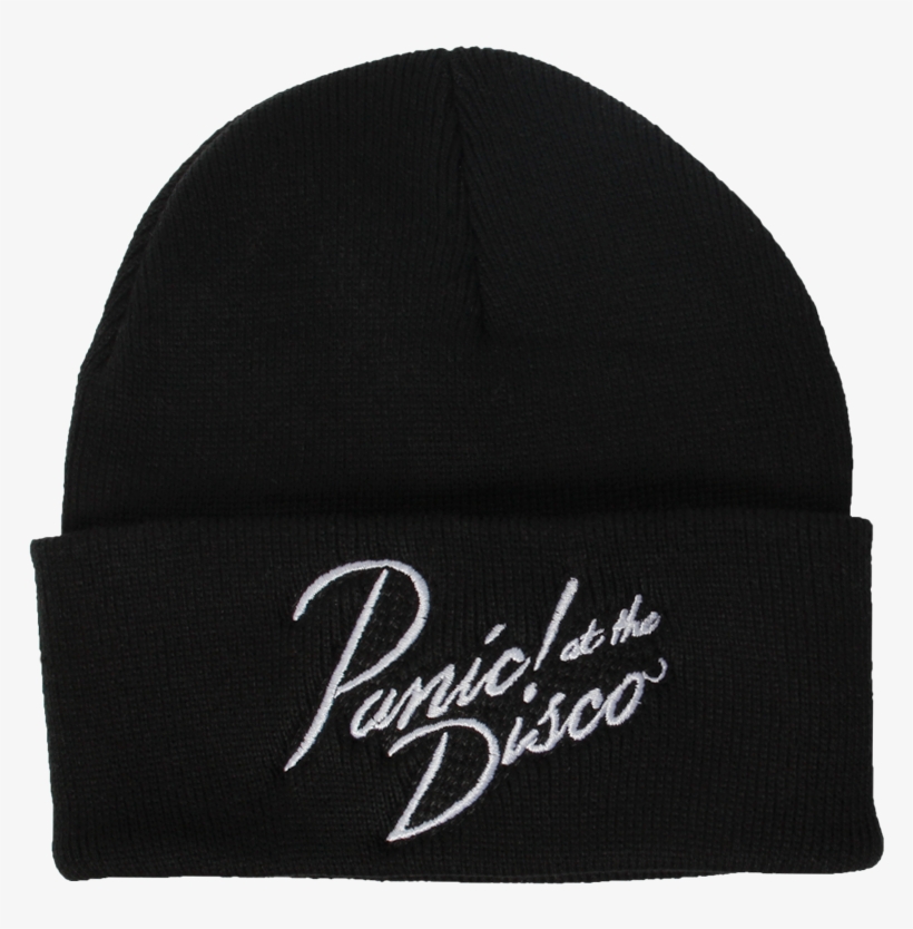 Panic At The Disco Logo Design On A Black Beanie - Panic At The Disco Cursive Name Bi-fold Wallet, transparent png download