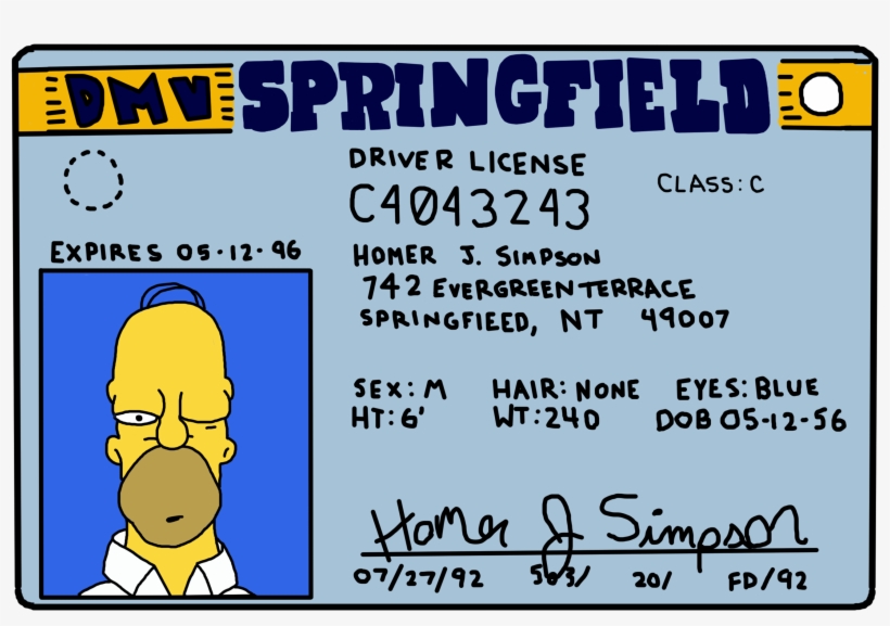 I Remade Homer Simpsons' License - Cumpleaños De Homero Simpson, transparent png download