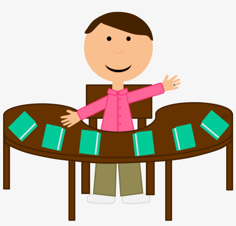 Best Reading Teacher Clipart - Teacher At Table Clipart, transparent png download