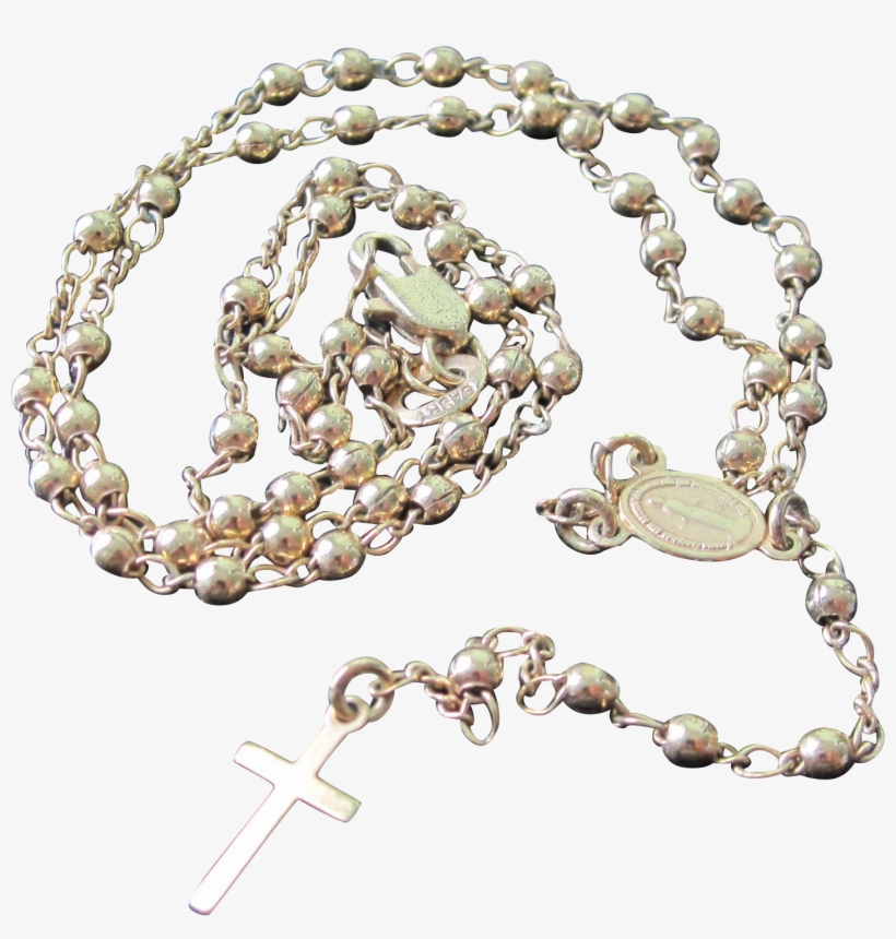 Vintage Gold Tone Rosary With Sacred Heart Medallion - Rosary Gold Heart Png, transparent png download