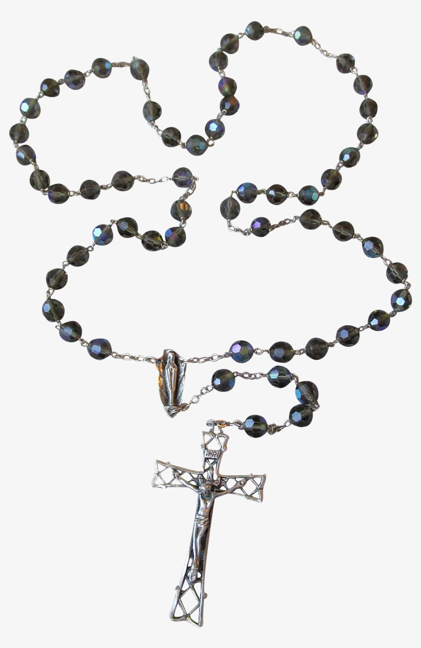 Vintage Italian Sterling Silver Gray Ab Crystal Rosary - J&s 2 Grind-bracelet, transparent png download