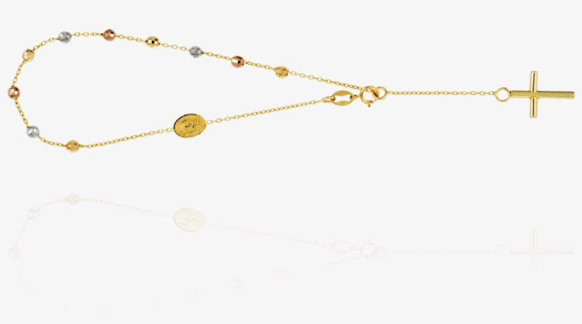 Tri-color Rosary Bracelet With Diamond Cut Beads - Chain, transparent png download