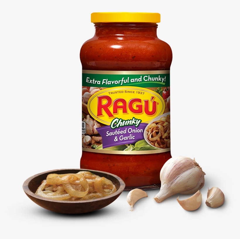 Sautéed Onion & Garlic Sauce - Ragu Chunky Roasted Garlic, transparent png download